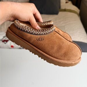 UGG Chestnut Brown Suede Slip-On Mule with Woven Trim